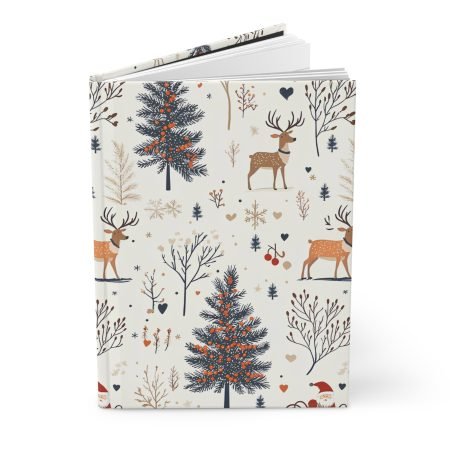 Cozy Holiday Hardcover Journal, Christmas Notebook, Winter Nature Diary, Gift for Writers, Rustic Decor, Festive Planner