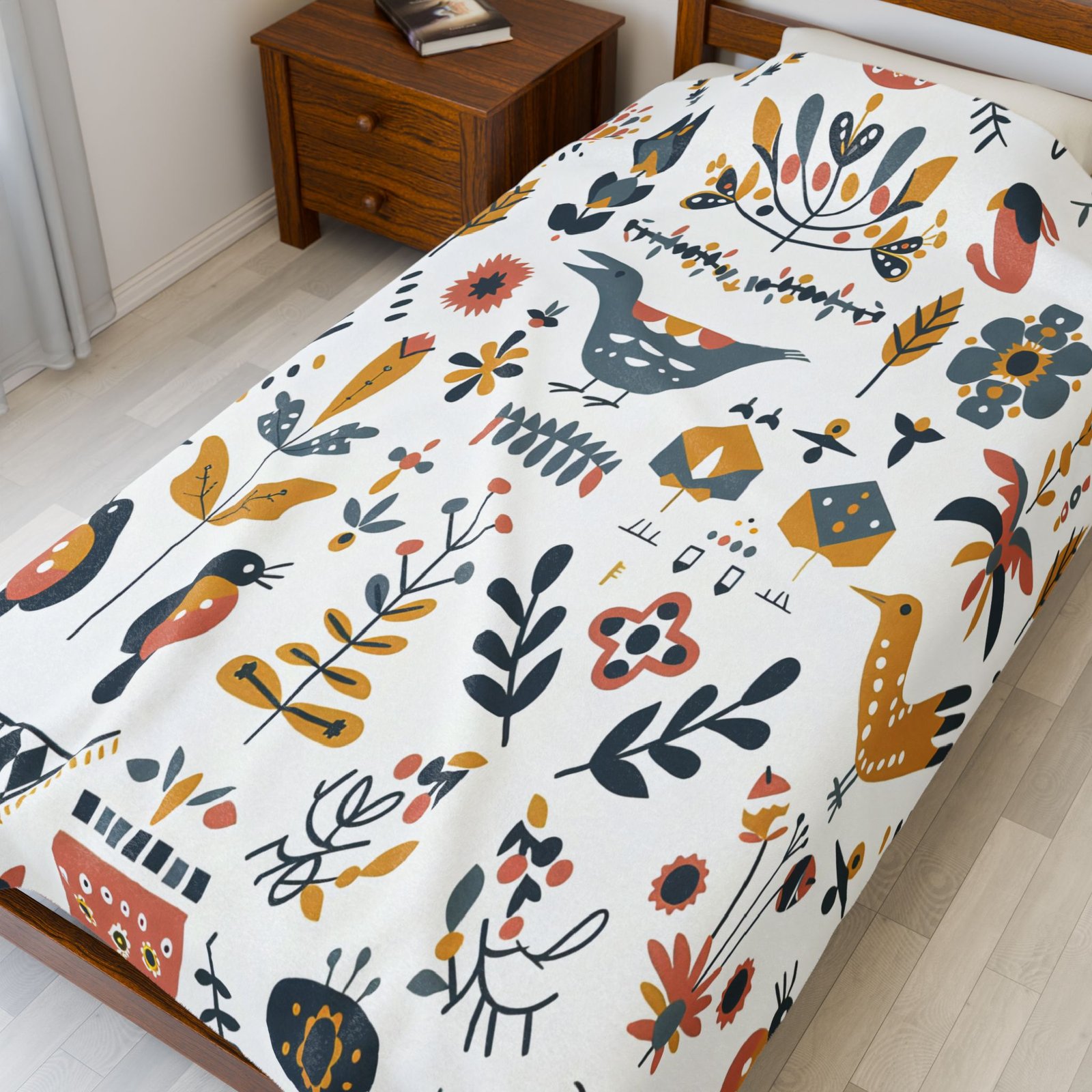 Whimsical Floral Plush Blanket, Cozy Home Decor, Gift for Her, Housewarming Gift, Nursery Throw, Soft Throw Blanket - Image 5