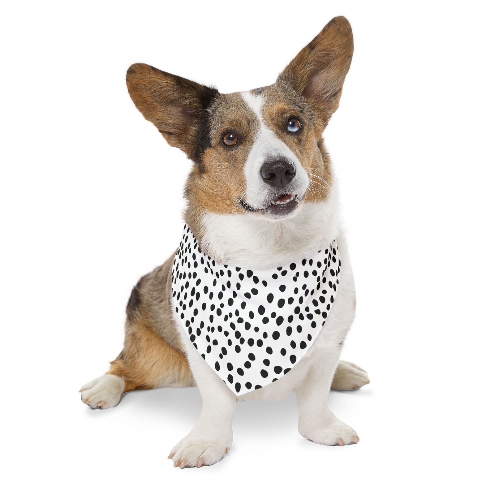 Stylish Pet Bandana Collar, Trendy Dog Accessory, Black and White Polka Dot Design, Perfect for Pets, Pet Fashion, Doggie Bandana - Image 4