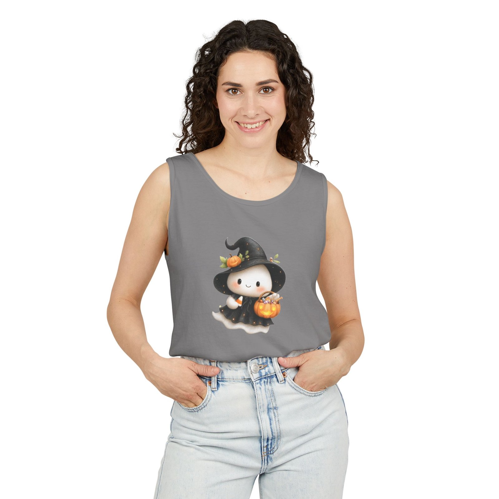 Cute Halloween Witch Tank Top, Unisex Summer Shirt, Halloween Costume Tee, Spooky Season Apparel, Festive Gift Idea - Image 5