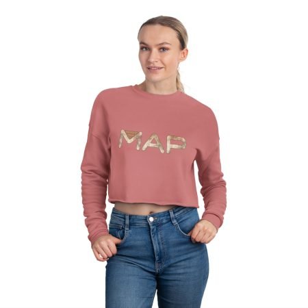 Cozy Women's Cropped Sweatshirt with MAP Design - Perfect for Casual Wear, Gifts, Travel, or Relaxing Days!
