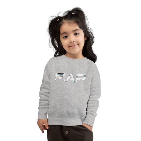 Whimsical Toddler Sweatshirt with 'MAP' Design, Cozy Kids' Pullover, Gift for Playful Little Explorers, Fun Toddler Apparel, Adventure [...]
