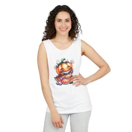 Whimsical Pumpkin Watermelon Tank Top - Fall Fashion, Halloween Party Wear, Casual Summer Shirt, Unique Gift Idea, Fun Graphic Tee