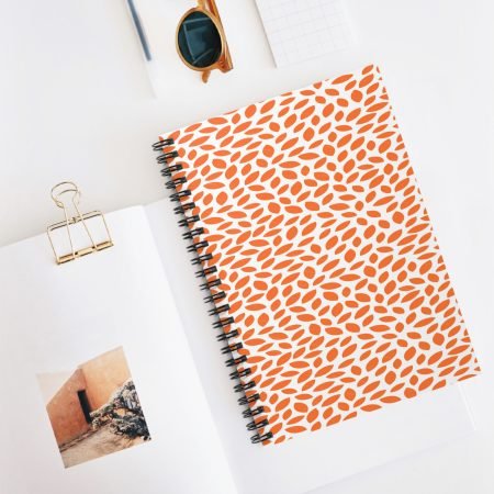 Stylish Spiral Notebook for Creative Minds, Perfect for Students, Journaling, Gift for Writers, Orange Leaf Pattern
