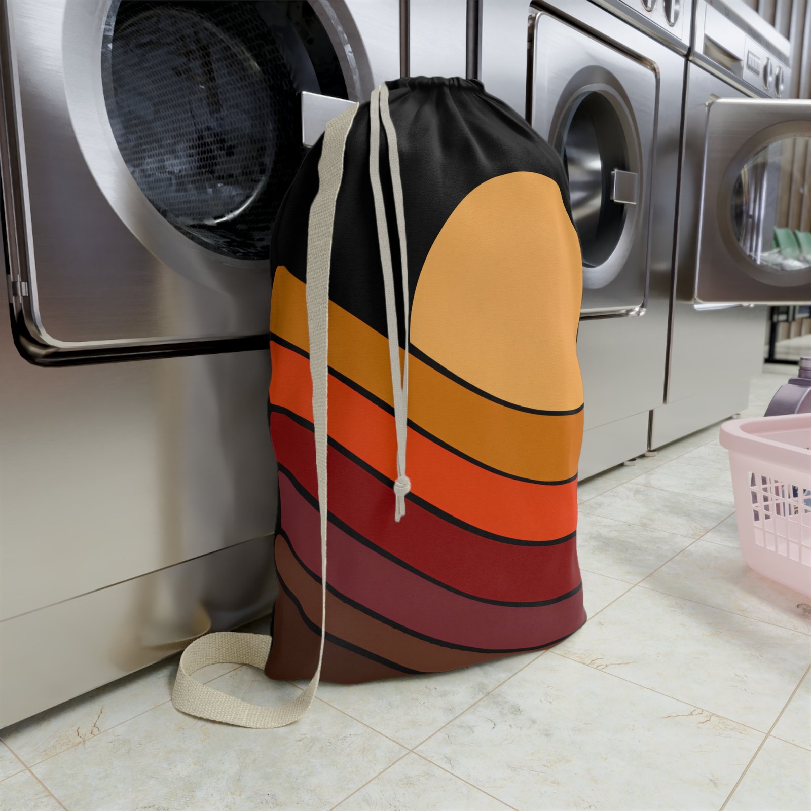 Boho Laundry Bag, Colorful Sunset Design, Perfect for College Students, Eco-Friendly Tote, Gift for Every Home - Image 3