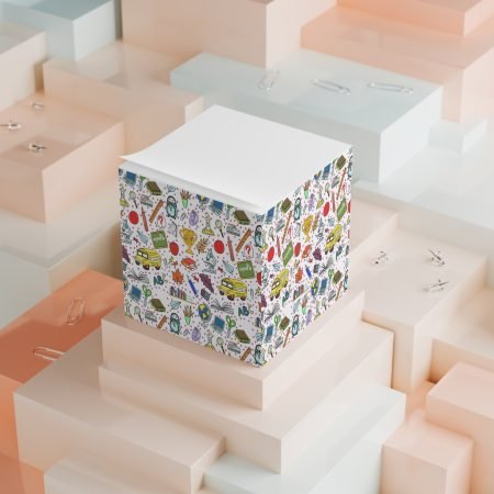 School-Themed Note Cube, Cute Desk Organizer, Stationery Gift, Teacher Supplies, Back-to-School Decor