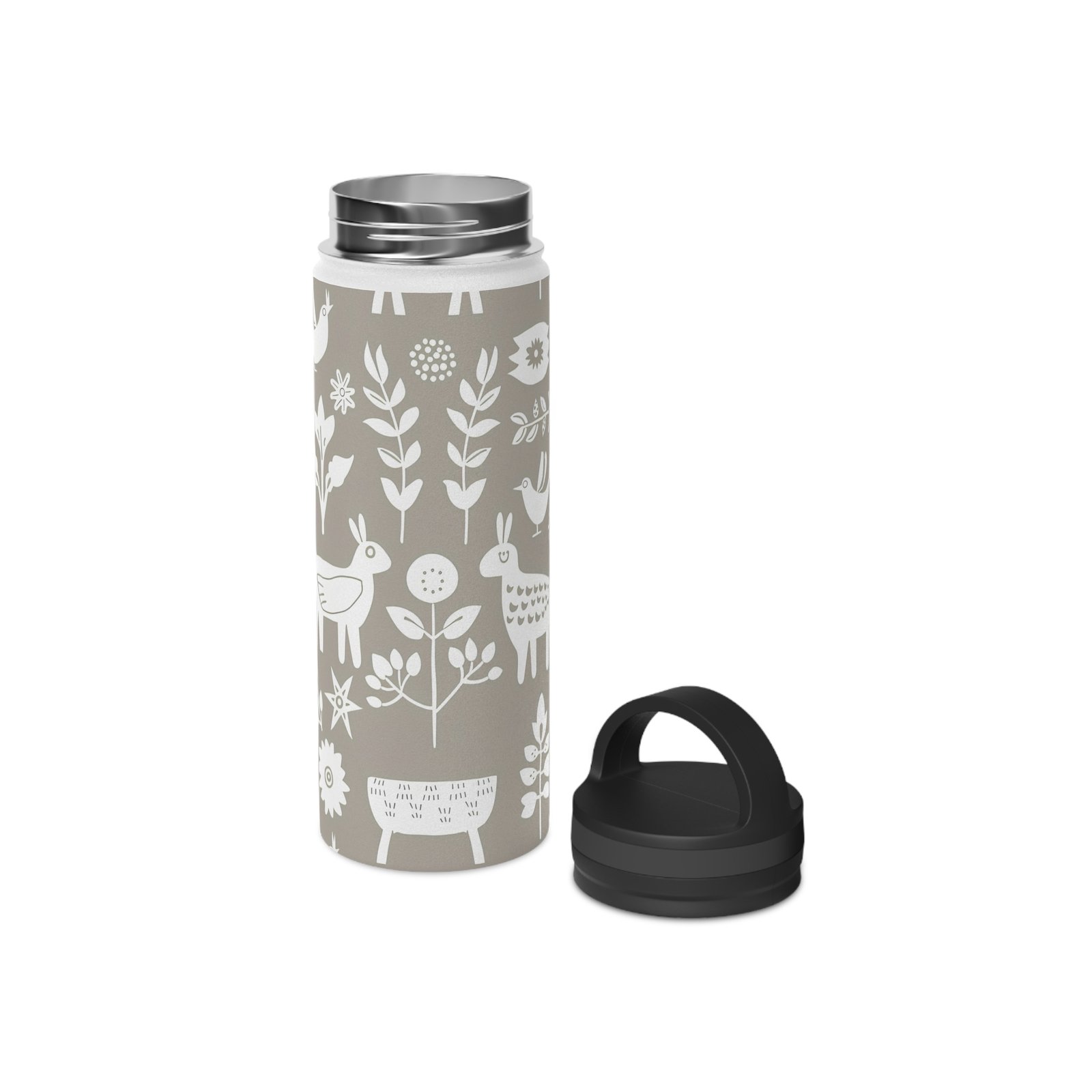 Floral Stainless Steel Water Bottle with Handle Lid, Eco-Friendly Hydration, Travel Cup, Nature Lover Gift, Everyday Use - Image 8