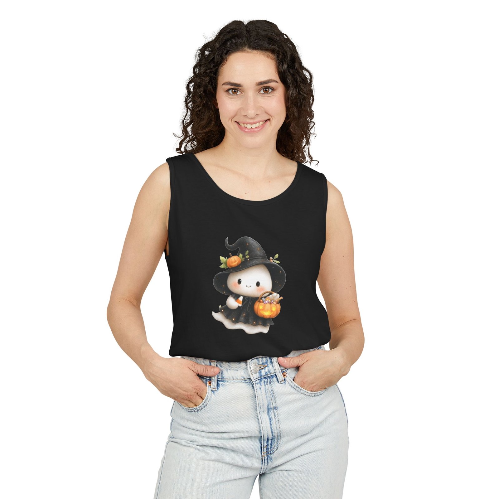 Cute Halloween Witch Tank Top, Unisex Summer Shirt, Halloween Costume Tee, Spooky Season Apparel, Festive Gift Idea - Image 7