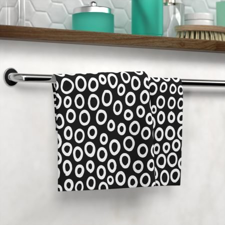 Stylish Face Towel, Unique Spa Essential, Modern Bathroom Decor, Gift for Self-Care, Black and White Design