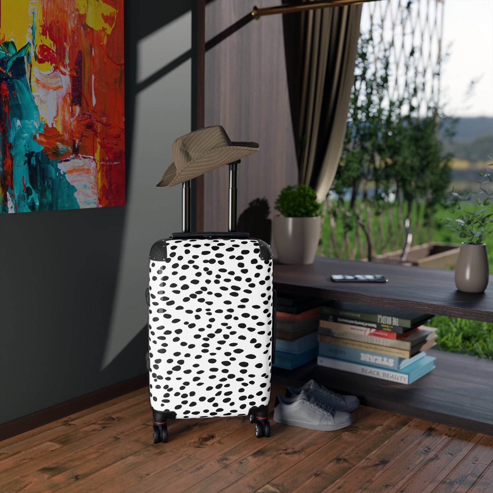 Stylish Suitcase with Unique Polka Dot Design, Luggage for Travel, Weekend Getaway Bag, Personalized Travel Accessory, Trendy Carry-On