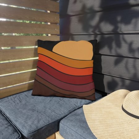 Retro Sunset Outdoor Pillows, Boho Throw Pillows for Patio, Cozy Cushion for Garden Decor, Rustic Housewarming Gift, Fall Home Accessories