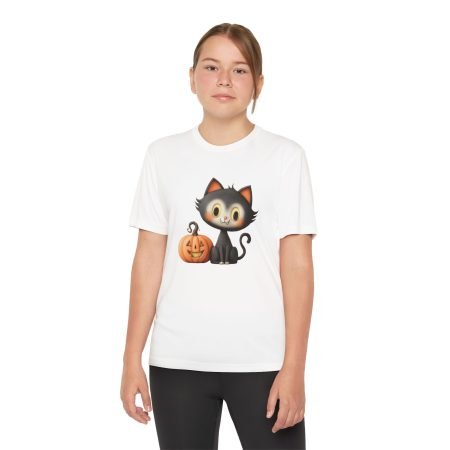 Halloween Cat Youth Tee, Cute Kids Shirt, Trick or Treat T-Shirt, Fall Apparel, Spooky Halloween Gift, Kids Costume Shirt