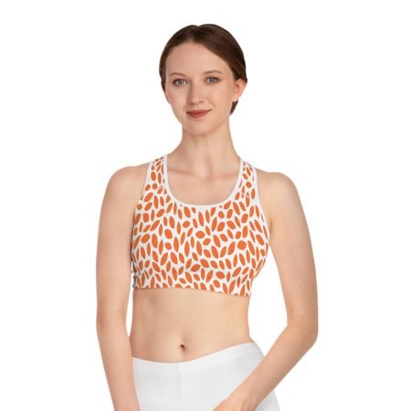 Sports Bra with Fun Orange Pattern | Activewear, Workout Essential, Fitness Gear, Yoga Top, Gym Apparel