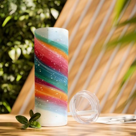 Colorful Skinny Tumbler with Straw | Vibrant Travel Mug, Personalized Drinkware, Gift for Her, Summer Hydration, Colorful Drink Container