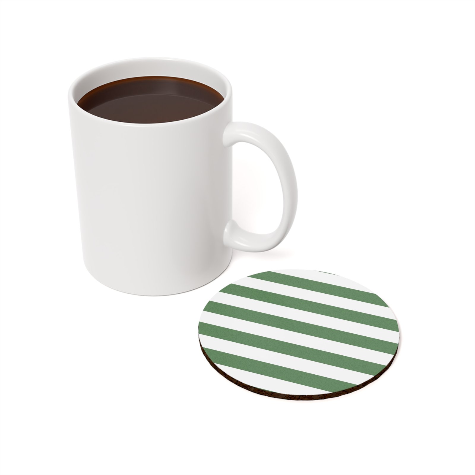 Stylish Cork Back Coaster Set, Green Striped Drink Coasters, Home Decor, Gift for Coffee Lovers, Eco-Friendly Housewarming Gift - Image 3