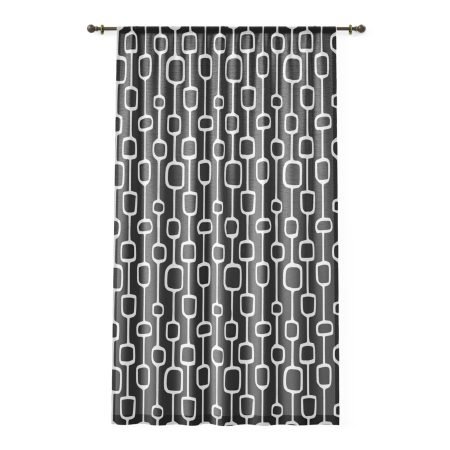 Modern Geometric Window Curtain, Stylish Drapes for Home Decor, Living Room Curtains, Black and White Pattern, Boho Window Treatment