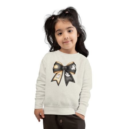 Ghostly Bow Toddler Sweatshirt, Halloween Gift, Cozy Halloween Apparel, Fall Toddler Fashion, Toddler Outfit, Cute Kids Sweater