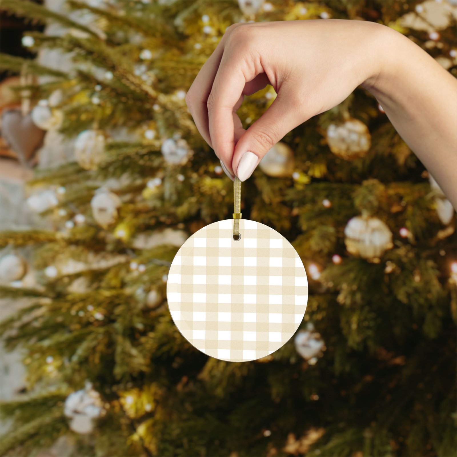Chic Gingham Glass Ornaments for Holiday Decor, Rustic Tree Decorations, Handmade Gifts, Farmhouse Style, Seasonal Keepsakes - Image 4