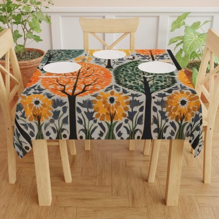 Autumn Forest Tablecloth - Vibrant Tree Design for Cozy Gatherings, Fall Decor, Thanksgiving, Rustic Home, Boho Style