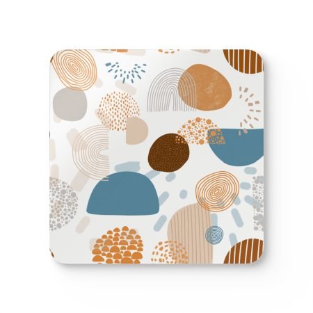 Bohemian Cork Coaster Set, Abstract Modern Drink Coasters, Beach House Decor, Eco-Friendly Home Accessories, Rustic Gifts for Housewarming