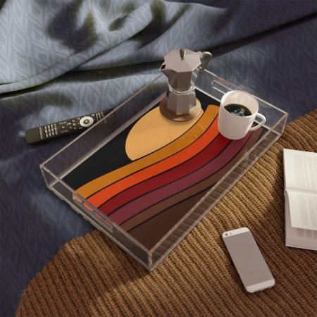 Retro Sunset Acrylic Serving Tray – Perfect for Entertaining, Home Decor, Gift Idea, Summer BBQ, Kitchen Accessory