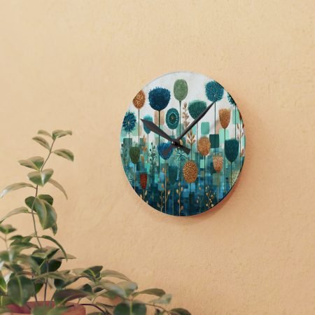 Floral Acrylic Wall Clock, Boho Home Decor, Unique Kitchen Clock, Gift for Plant Lovers, Vibrant Art Timepiece