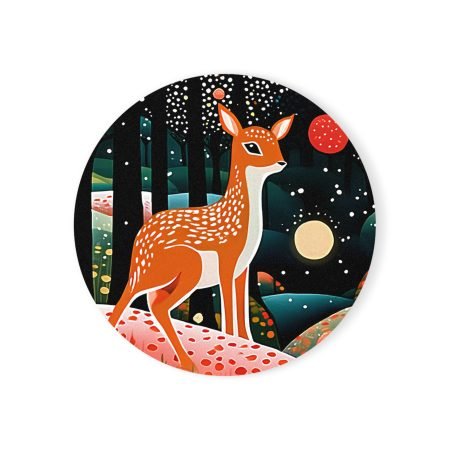 Whimsical Deer Cork Back Coaster, Nature Decor, Home Bar Accessories, Eco-Friendly Drink Coaster, Gift for Animal Lovers, Rustic Home Decor