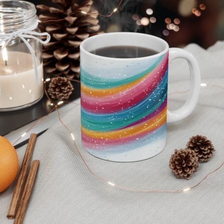 Colorful Waves 11oz Coffee Mug, Rainbow Mug, Vibrant Drinkware, Gift for Her, Home Decor, Kitchen Accessory, Birthday Present