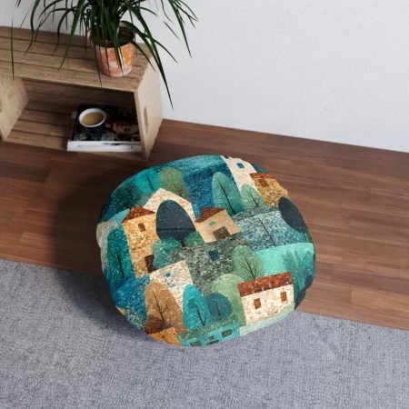 Cozy Tufted Floor Pillow, Round Pillow for Home Decor, Bohemian Design for Living Room, Meditation, Gift for Housewarming, Soft Cushion