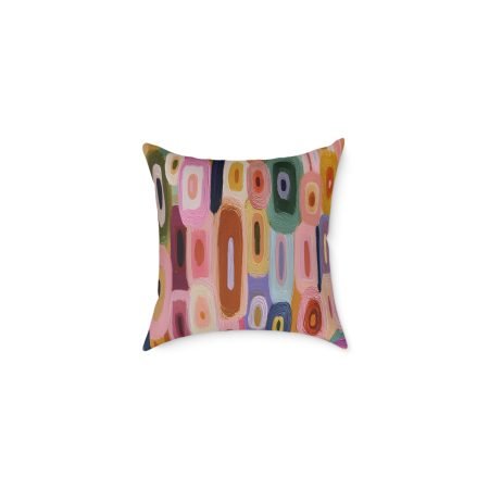Colorful Abstract Square Pillow, Boho Throw Pillow, Modern Decor Cushion, Art Inspired Home Accent, Decorative Pillow for Living Room