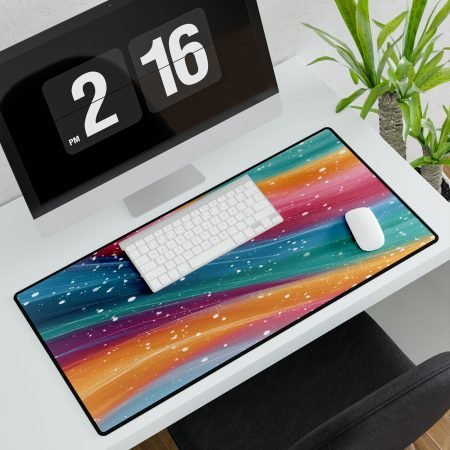 Colorful Desk Mat with Fluid Patterns, Artistic Office Decor, Computer Mat for Home, Colorful Workspace Accessory, Unique Gift Idea