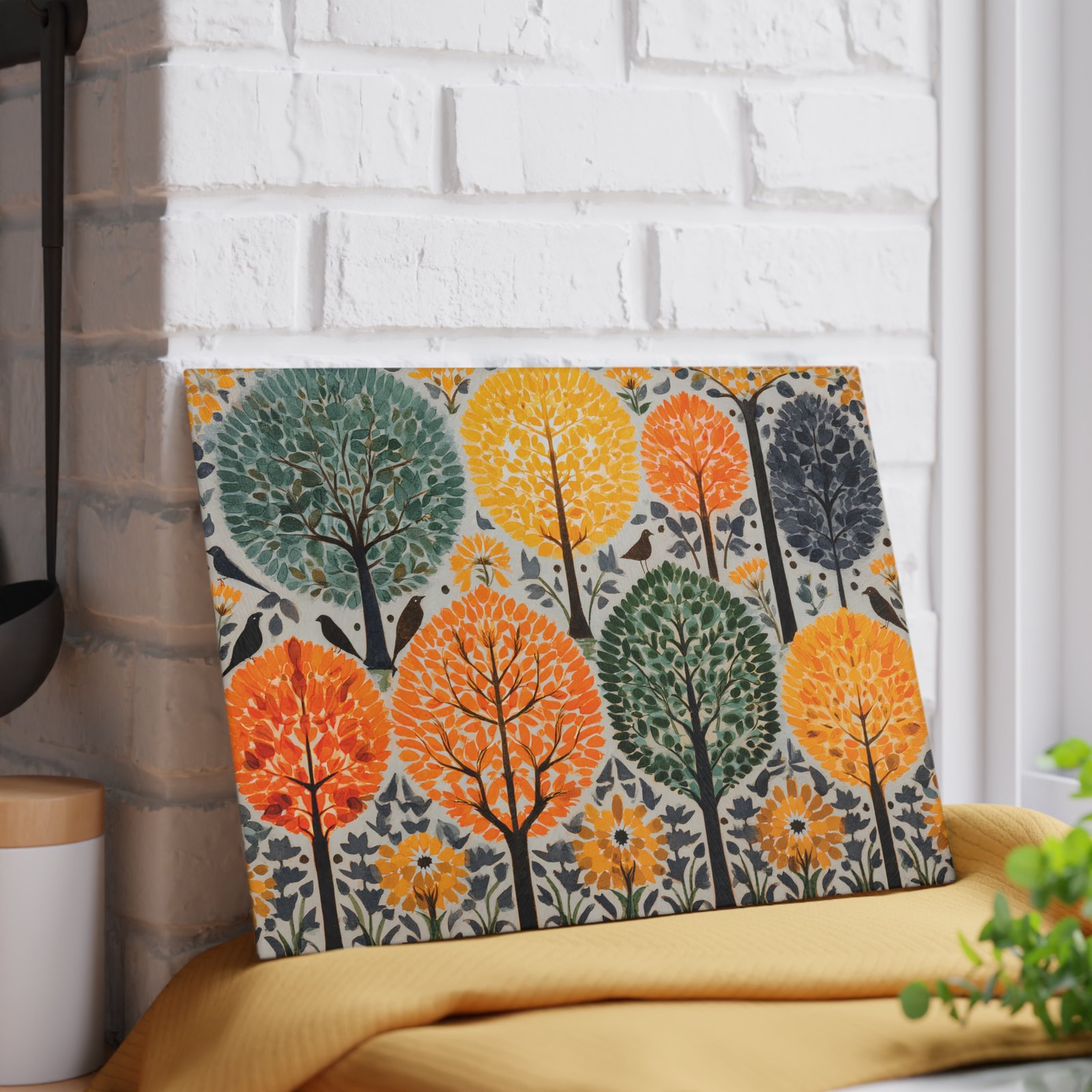 Vibrant Tree-Themed Glass Cutting Board, Kitchen Decor, Gift for Foodies, Cooking Utensil, Eco-Friendly Kitchenware - Image 2