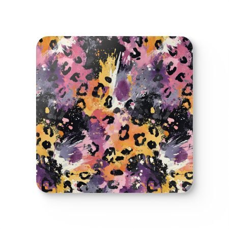 Vibrant Leopard Print Cork Coaster Set, Wild Animal Decor, Eco-Friendly Drinkware, Housewarming Gift, Kitchen Accessories