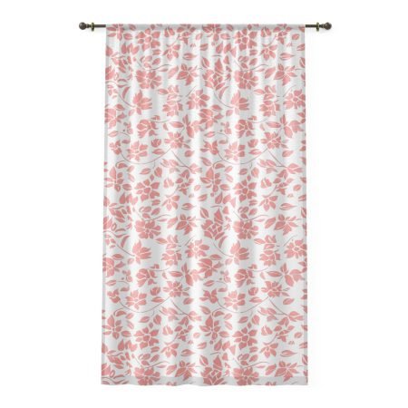 Elegant Floral Window Curtain - Light Filtering Drapery, Living Room Decor, Home Aesthetic, Privacy Curtain, Spring Inspired