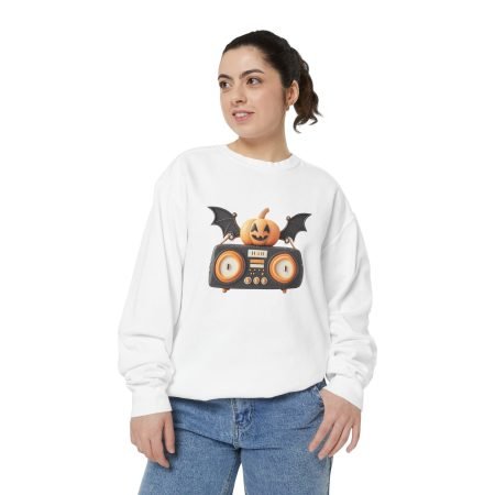 Halloween Pumpkin & Bat Sweatshirt | Unisex Cozy Fall Apparel, Gifting for Autumn, Spooky Season Fashion, Fun & Comfortable Sweatshirt