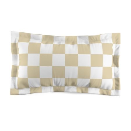 Chic Microfiber Pillow Sham with Neutral Checkered Pattern, Cozy Bedroom Decor, Pillow Cover, Home Styling, Gift for Housewarming