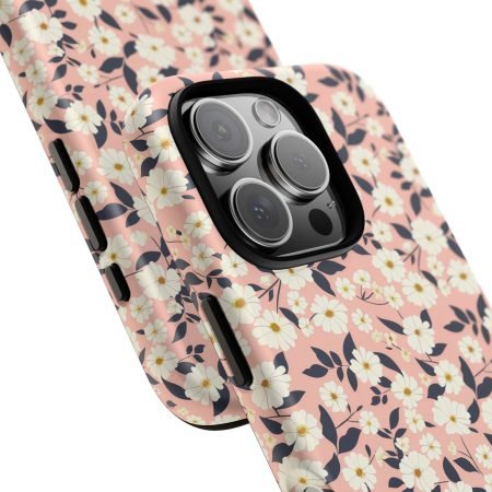 Floral Phone Case, Durable Smartphone Cover, Pink Flower Design, Cute Gift for Her, Trendy Tech Accessories