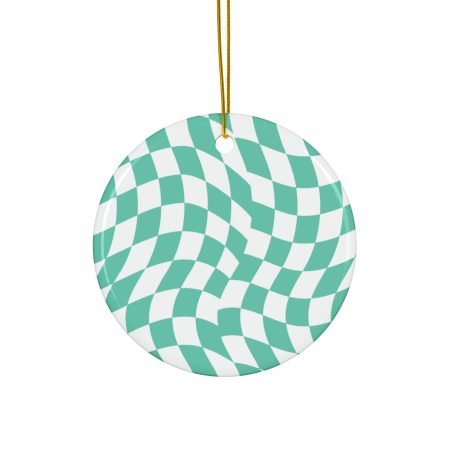 Chic Ceramic Ornaments - Checkered Design, Modern Decor for Christmas, Holidays, Home, Gifts, or Tree Decor