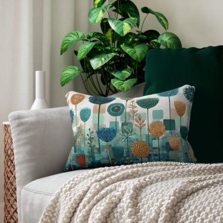 Floral Lumbar Pillow, Cozy Home Décor, Bohemian Cushion, Nature-Inspired Accent, Modern Botanical Throw Pillow, Gift for Nature Lovers