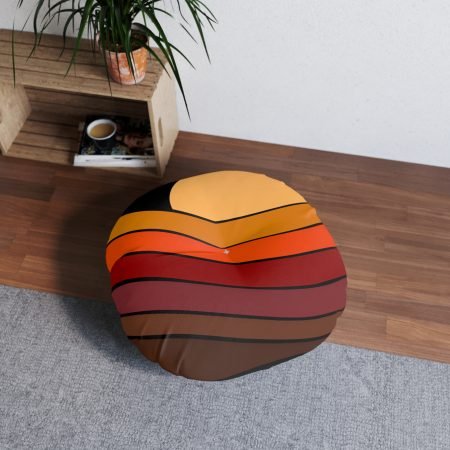 Boho Tufted Floor Pillow, Round Decor for Cozy Spaces, Retro Home Accent, Meditation Cushion, Lounge Pillow, Gift for Home Lovers