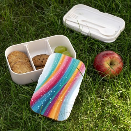Colorful Bento Lunch Box with Rainbow Design | Eco-Friendly Meal Container, Kids Lunchbox, Back to School, Picnic, Gift Idea
