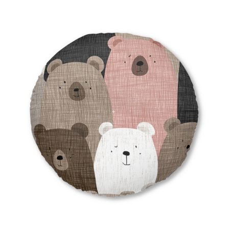 Cozy Bear-Themed Tufted Floor Pillow | Cute Round Accent Pillow for Kids' Rooms, Nursery Decor, Playroom, Gift Idea