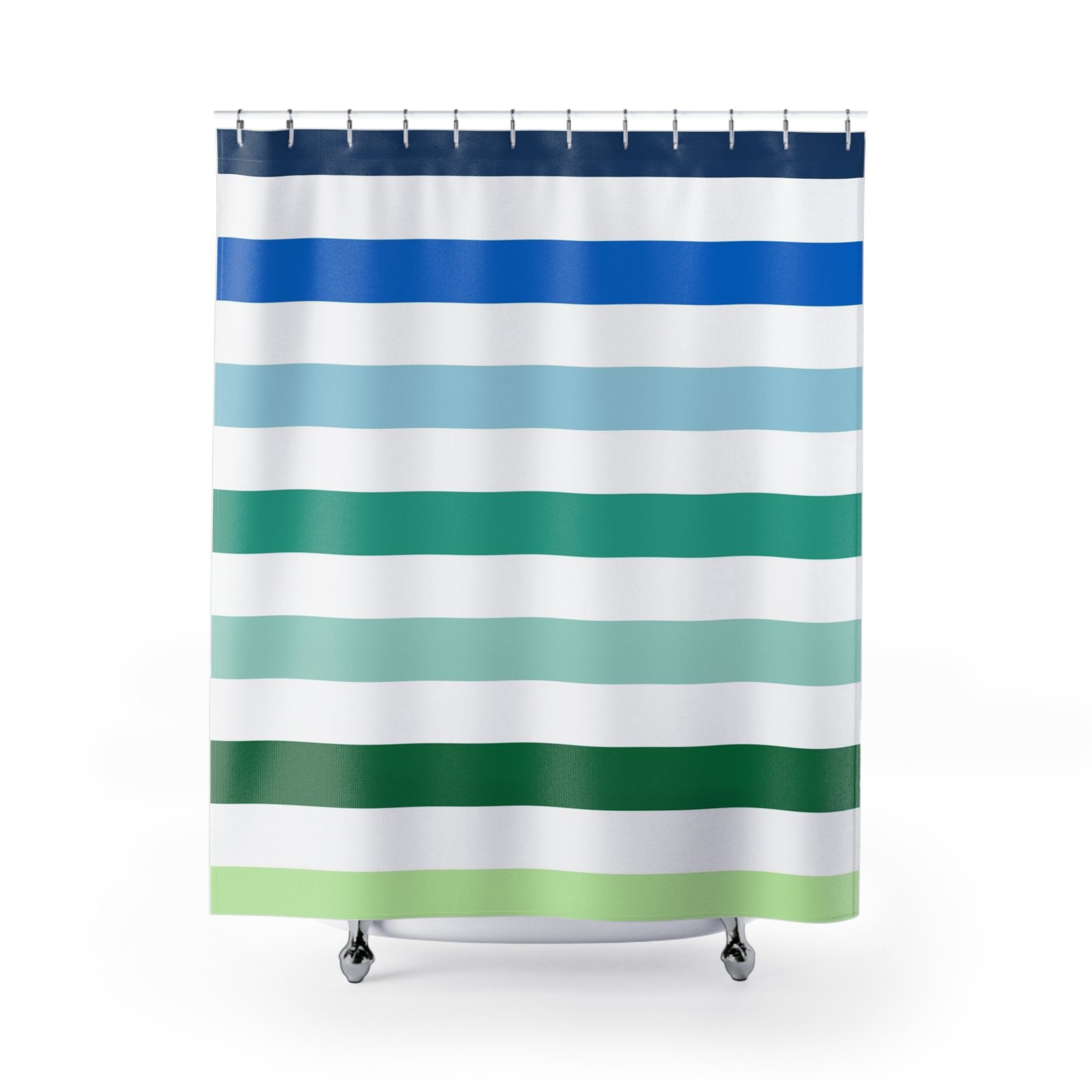 Coastal Striped Shower Curtain, Nautical Home Decor, Beach House Bathroom, Colorful Curtains, Spa Vibe for Relaxing Spaces