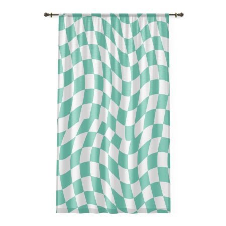 Wavy Pattern Window Curtain - Modern Home Decor, Boho Curtain, Living Room Accessory, Spring Home Refresh, Unique Design