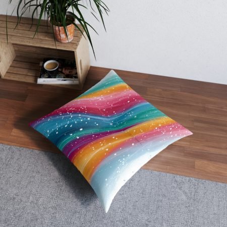 Vibrant Tufted Floor Pillow - Colorful Decor for Home, Boho Style Cushion, Cozy Living Room Accent, Gifts for Holidays, Brighten Your Space