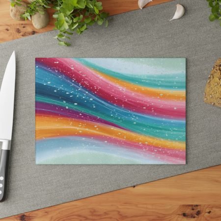 Colorful Abstract Glass Cutting Board, Kitchen Gift, Home Decor, Wedding Gift, Cooking Accessory, Colorful Kitchenware
