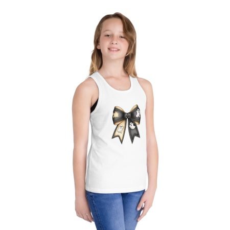 Kids Ghost Bow Tank Top, Halloween Shirt, Unisex Jersey Top, Cute Ghosts Apparel, Spooky Season Outfit, Trick or Treat