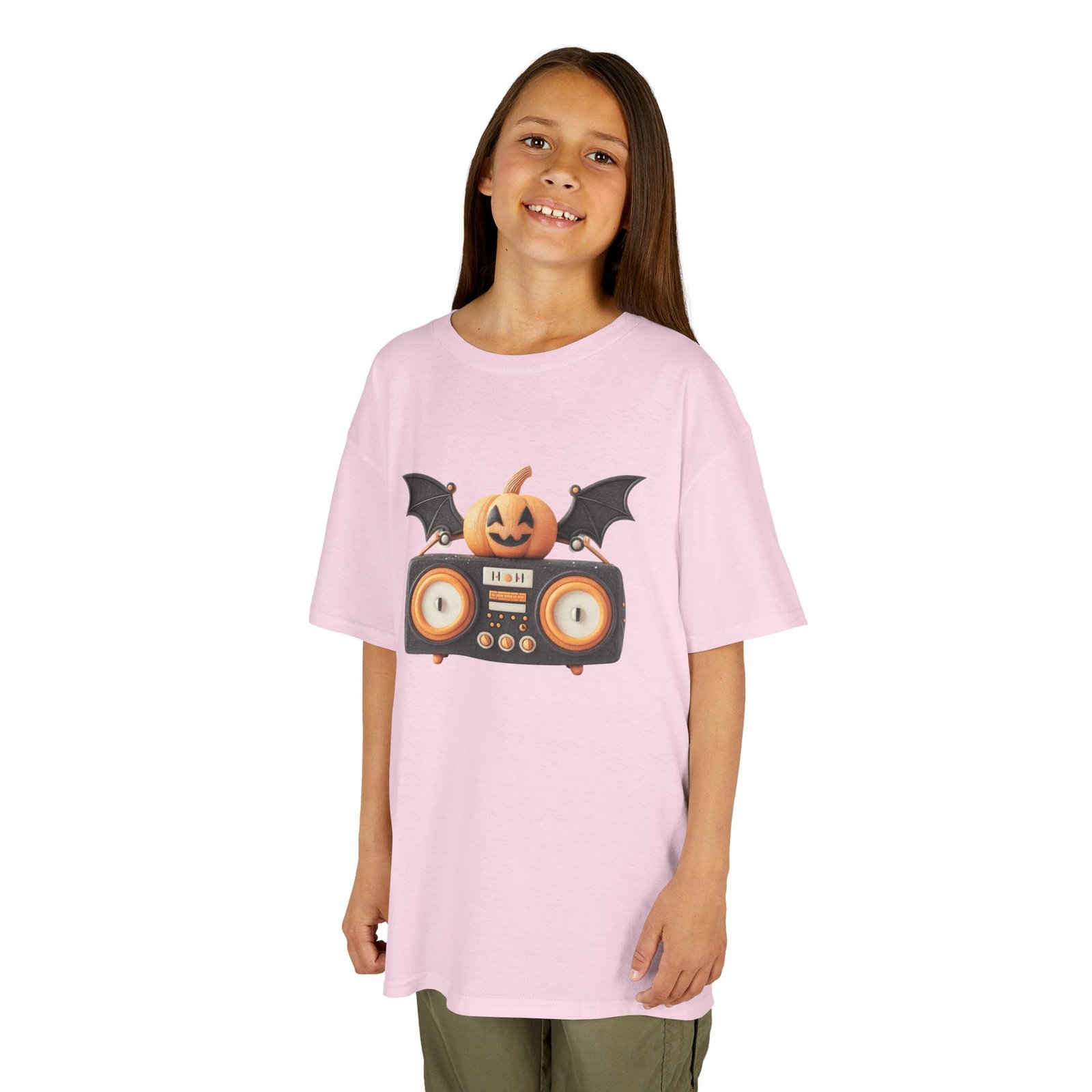 Halloween Pumpkin Boombox Kids Tee, Fun Graphic Tee, Kids Halloween T-Shirt, Spooky Season Gift, Cute Trick or Treat Shirt - Image 8