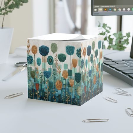 Vibrant Floral Note Cube - Colorful Desk Accessory for Organizing Thoughts, Home Office Decor, Gift for Writers, Note Taker Essentials