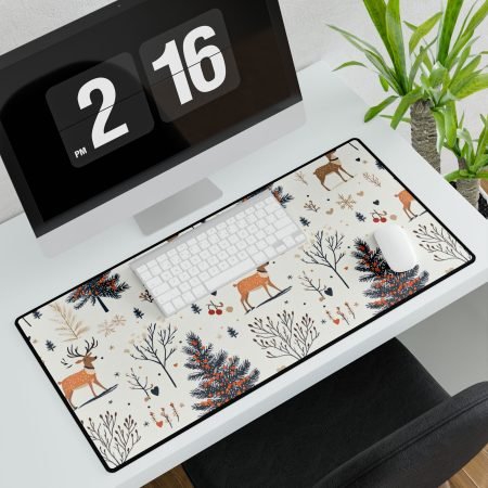 Winter Wonderland Desk Mat - Cozy Office Decor, Mouse Pad for Home Office, Holiday Gift, Cute Desk Accessories, Nature Theme